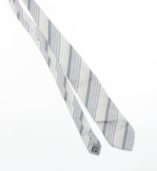 Giorgio Armani Men's Grey Striped 100% Silk Tie Made in Italy