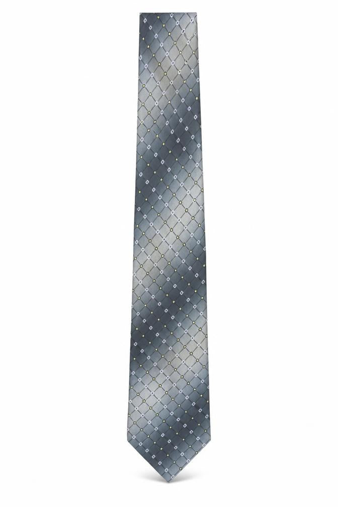 Mens Canda Grey Geometric 100% Polyester Pointed Tie