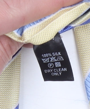 Racing Green Men's Beige and Blue Striped Pure Silk Tie One Size