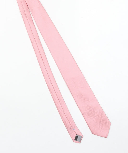 Puccini Men's Pink Slim Tie in 100% Microfibre – One Size