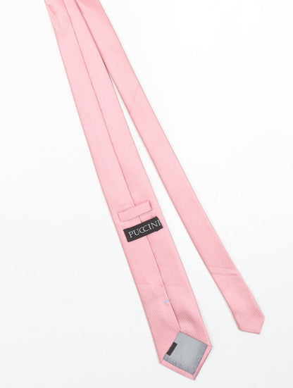 Puccini Men's Pink Slim Tie in 100% Microfibre – One Size