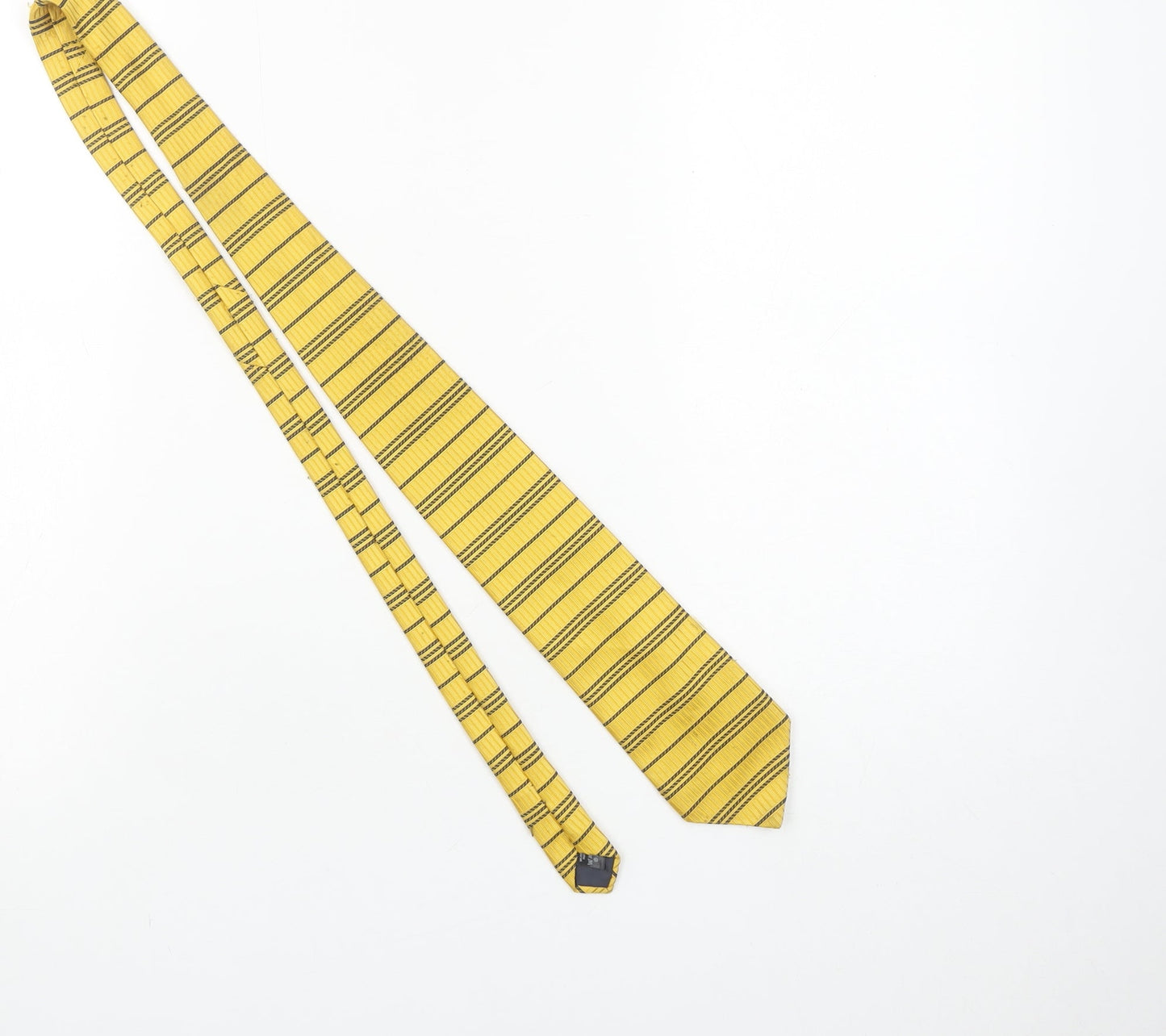 Marks and Spencer Men's Yellow Striped Tie Polyester Slim Style