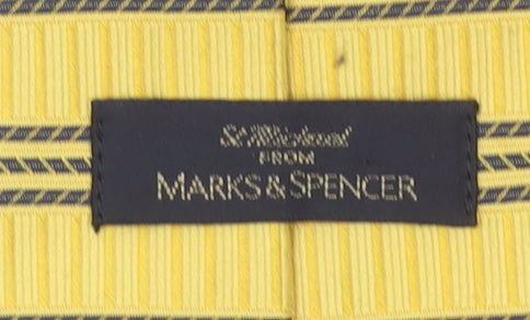 Marks and Spencer Men's Yellow Striped Tie Polyester Slim Style