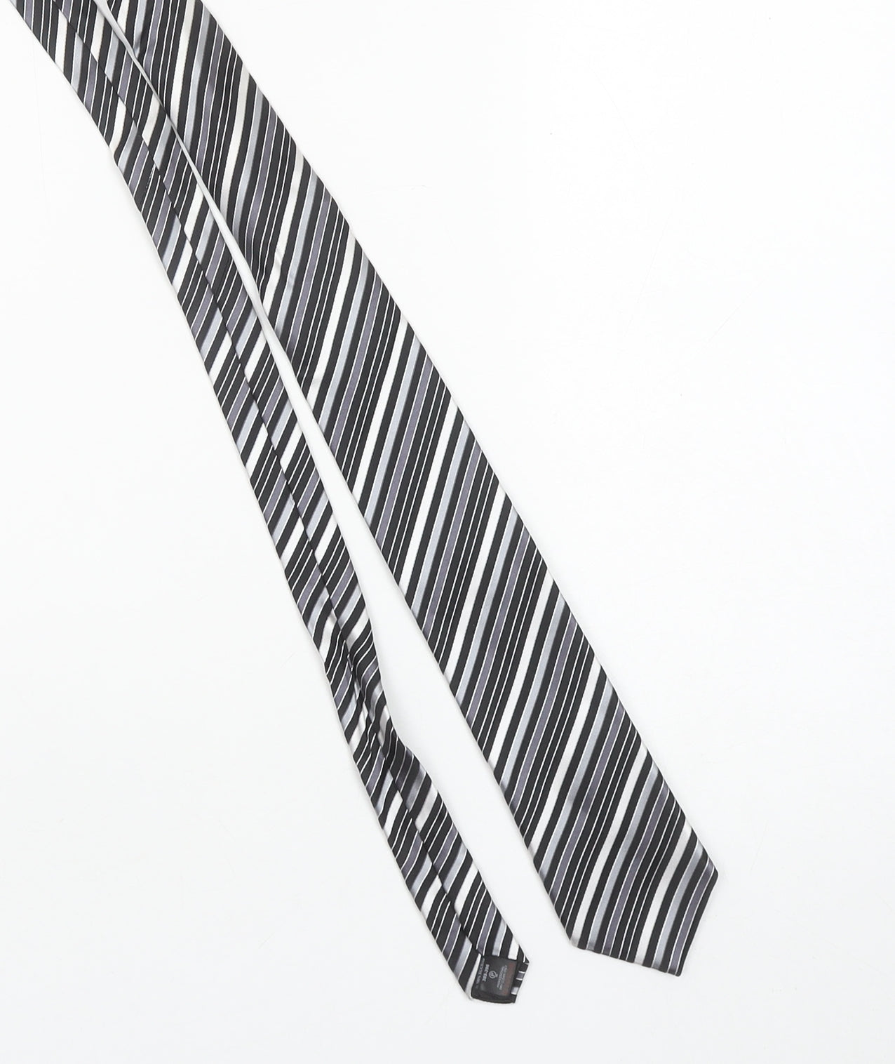Next Men's Black Striped Slim Silk Tie