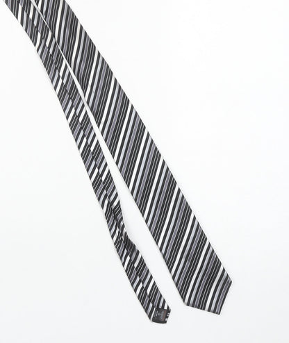 Next Men's Black Striped Slim Silk Tie