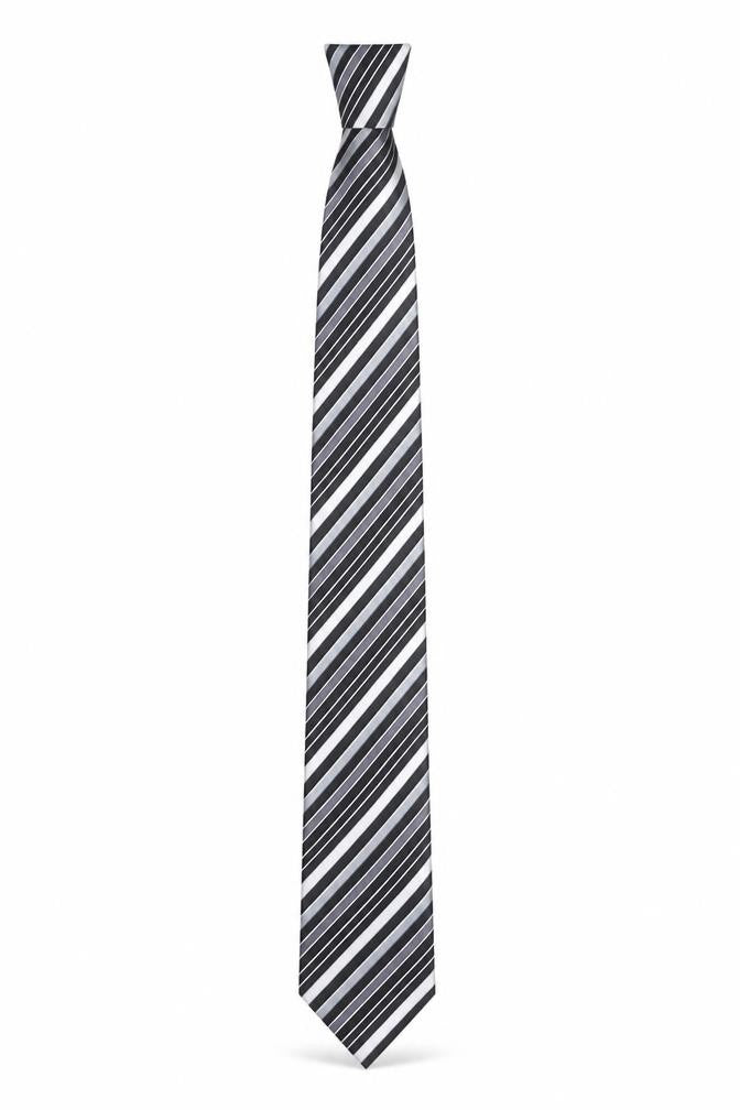 Mens NEXT Black Striped 100% Silk Slim Tie