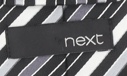 Next Men's Black Striped Slim Silk Tie
