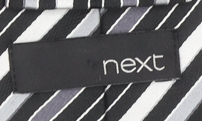 Next Men's Black Striped Slim Silk Tie