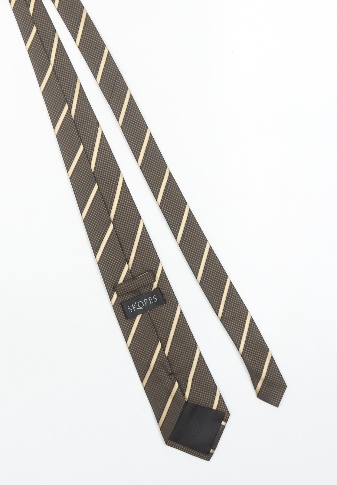 Skopes Men's Brown Striped Polyester Pointed Tie One Size