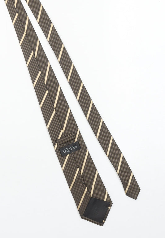 Skopes Men's Brown Striped Polyester Pointed Tie One Size