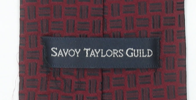 Savoy Taylors Guild Men's Red Geometric Silk Tie One Size