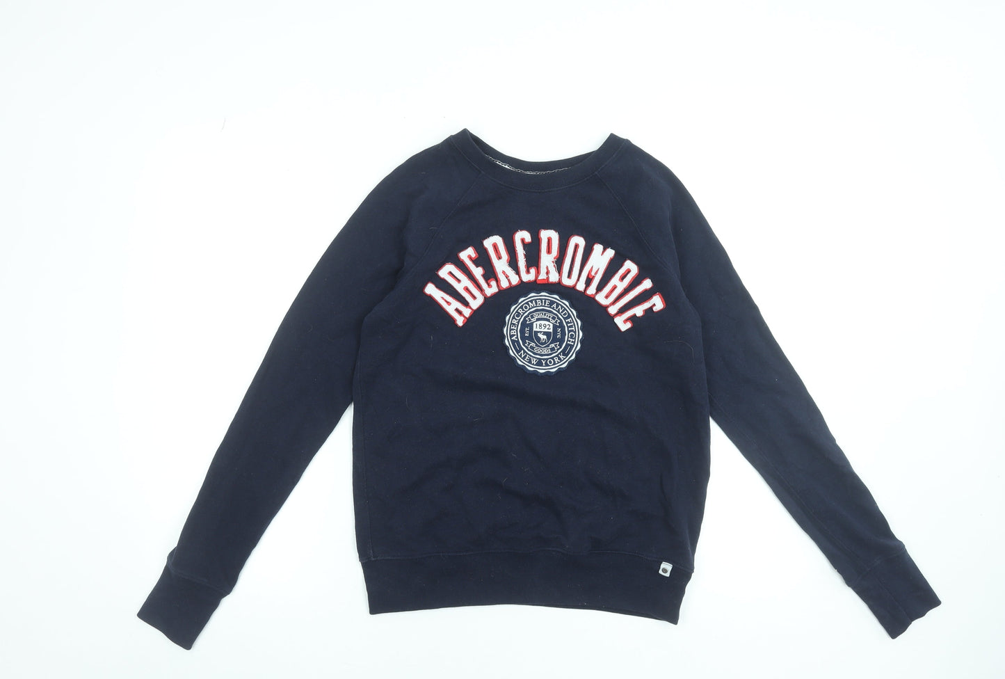 Abercrombie & Fitch Men's Blue Small Crew Neck Pullover Sweatshirt