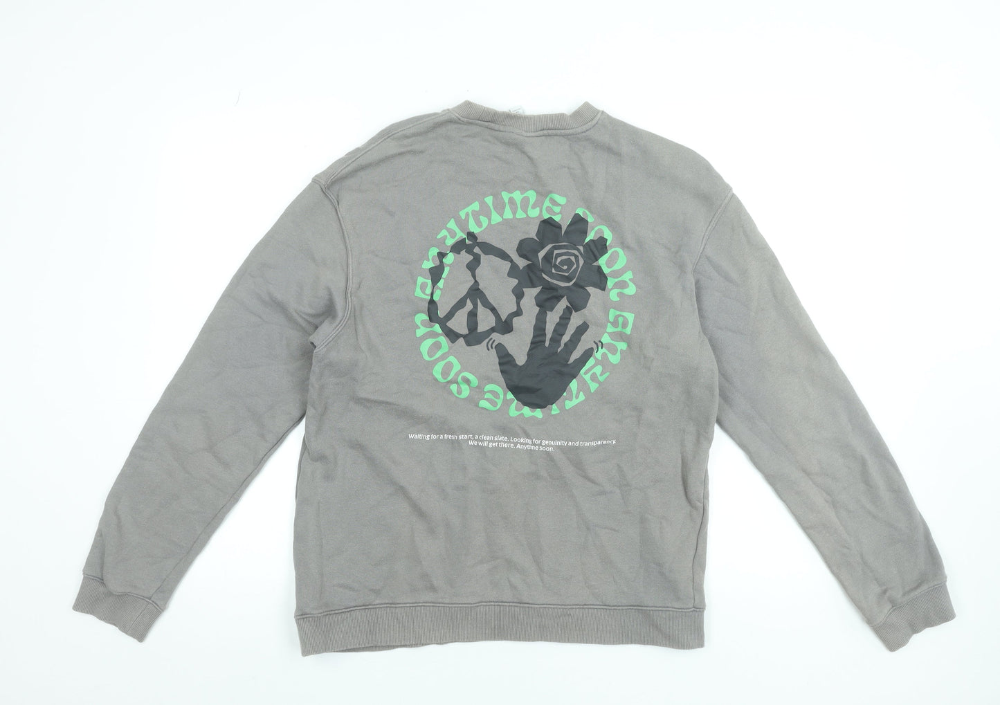 Mens UK Size M H&M Grey Pullover Sweatshirt