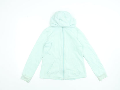 Decathlon Teens Mint Green Full Zip Hoodie 12-13 Years Cotton Blend