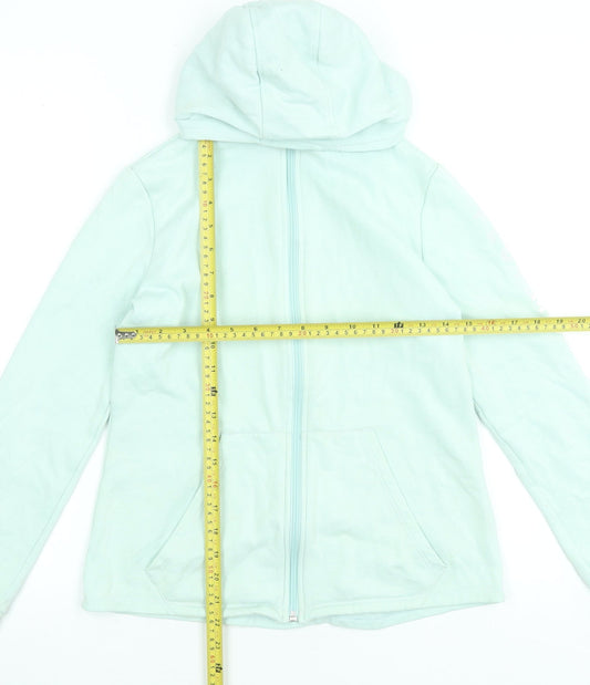 Decathlon Teens Mint Green Full Zip Hoodie 12-13 Years Cotton Blend