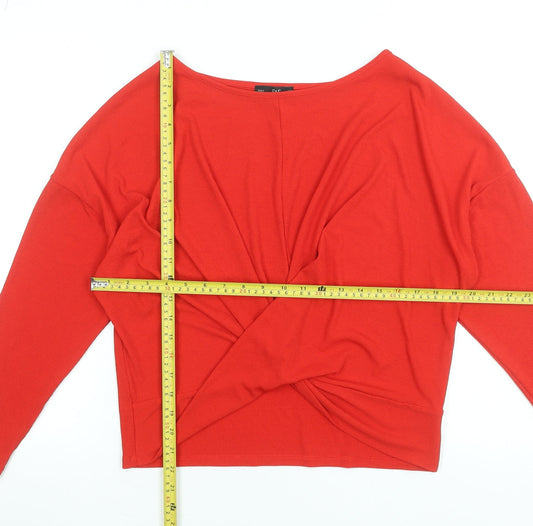 F&F Women’s Red Long Sleeve Wrap Jersey Blouse UK 12