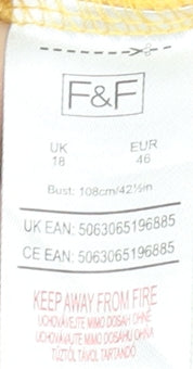 F&F Women Yellow 'Mon Amour' Cotton Blend Sweatshirt UK 18