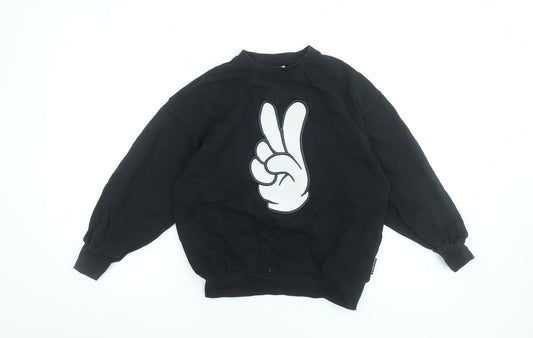 Molo Boys Black Cotton Crew Neck Pullover Sweatshirt Size 146