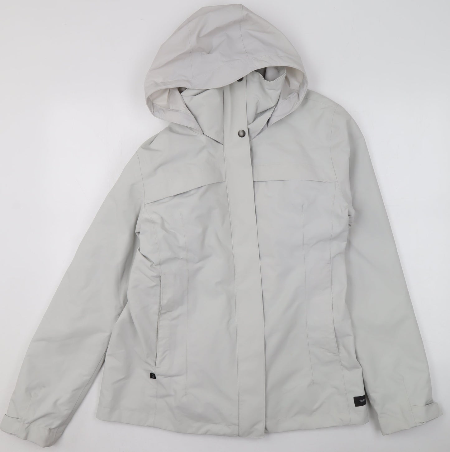 Decathlon Womens Grey Waterproof Hooded Rain Jacket Size M