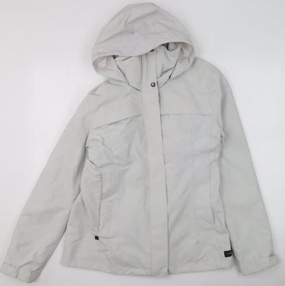 Decathlon Womens Grey Waterproof Hooded Rain Jacket Size M