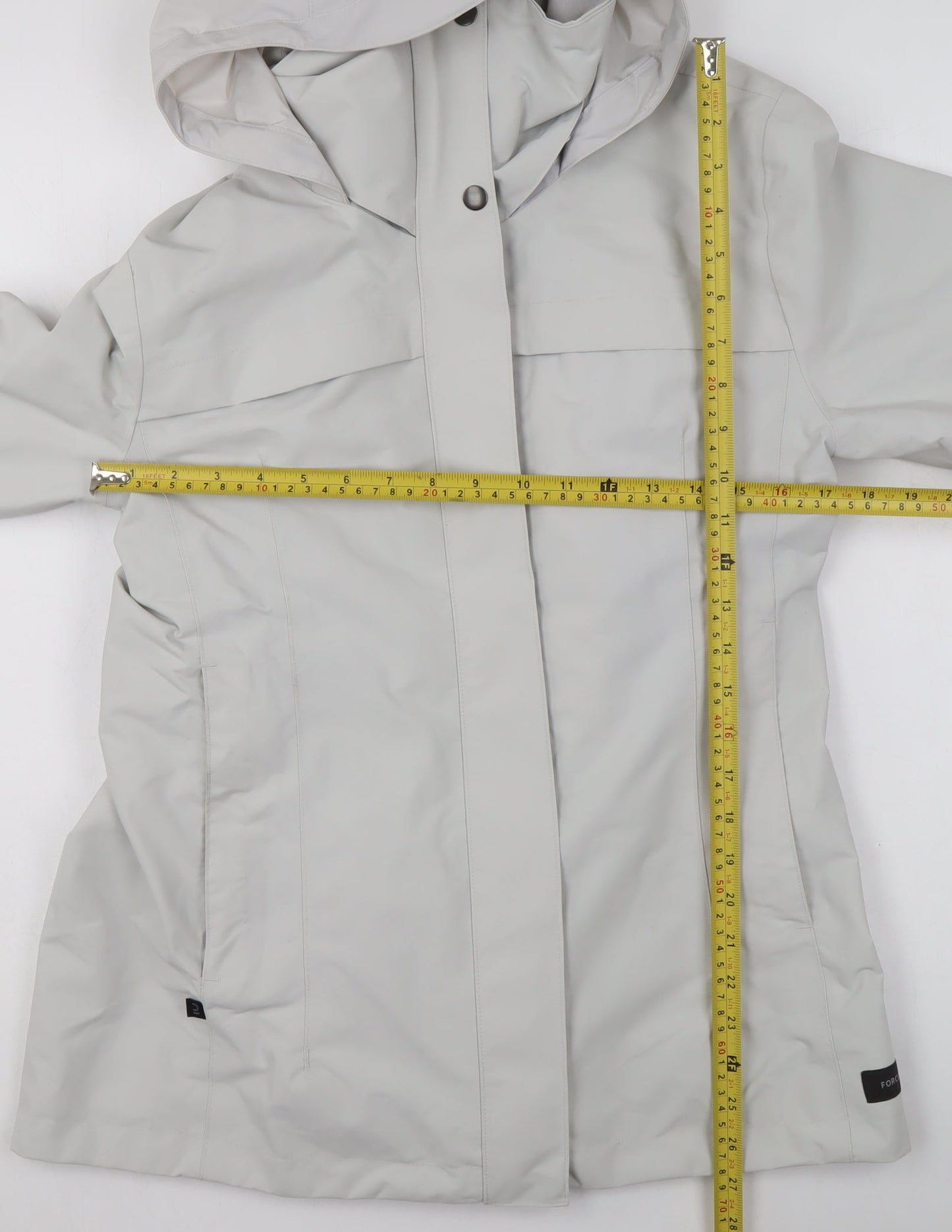 Decathlon Womens Grey Waterproof Hooded Rain Jacket Size M