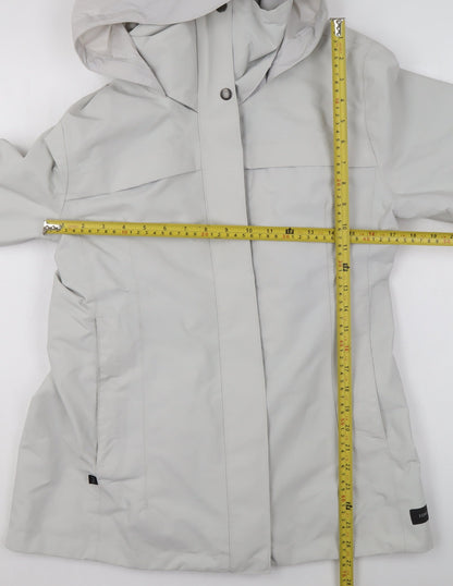 Decathlon Womens Grey Waterproof Hooded Rain Jacket Size M