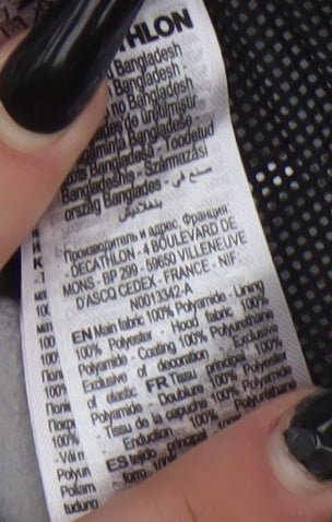 Decathlon Womens Grey Waterproof Hooded Rain Jacket Size M