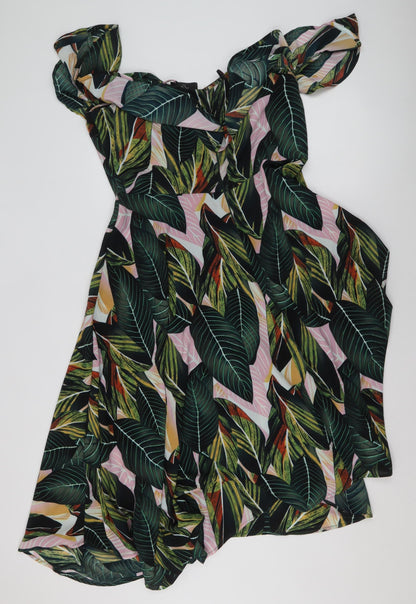 AX Paris Women’s Multicoloured Tropical Print Wrap Midi Dress Size 14