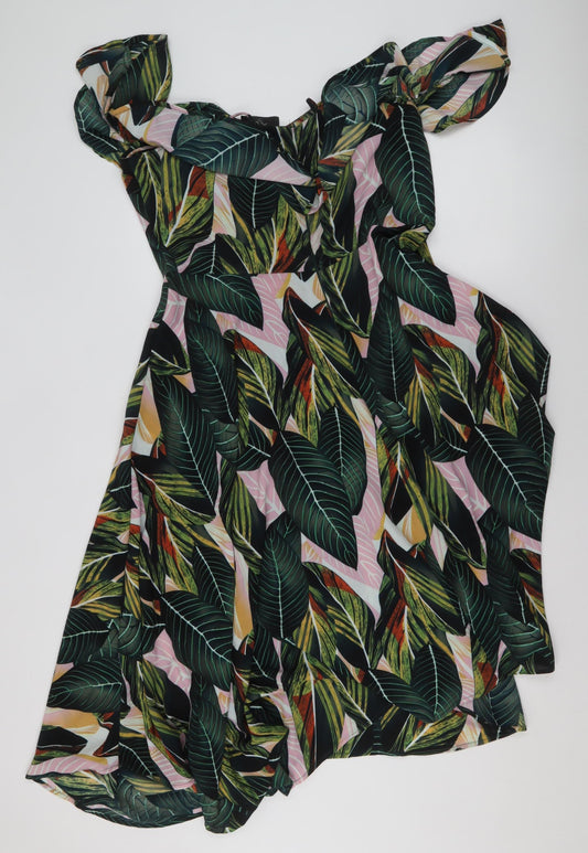 AX Paris Women’s Multicoloured Tropical Print Wrap Midi Dress Size 14