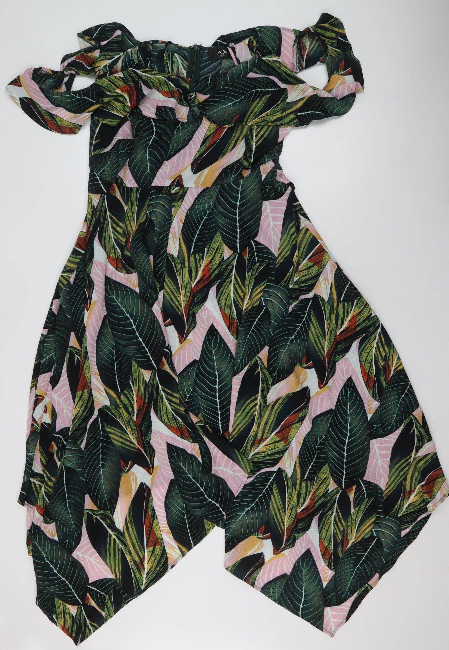 AX Paris Women’s Multicoloured Tropical Print Wrap Midi Dress Size 14