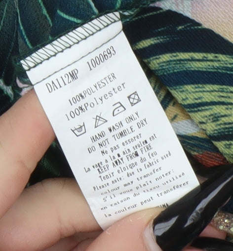 AX Paris Women’s Multicoloured Tropical Print Wrap Midi Dress Size 14