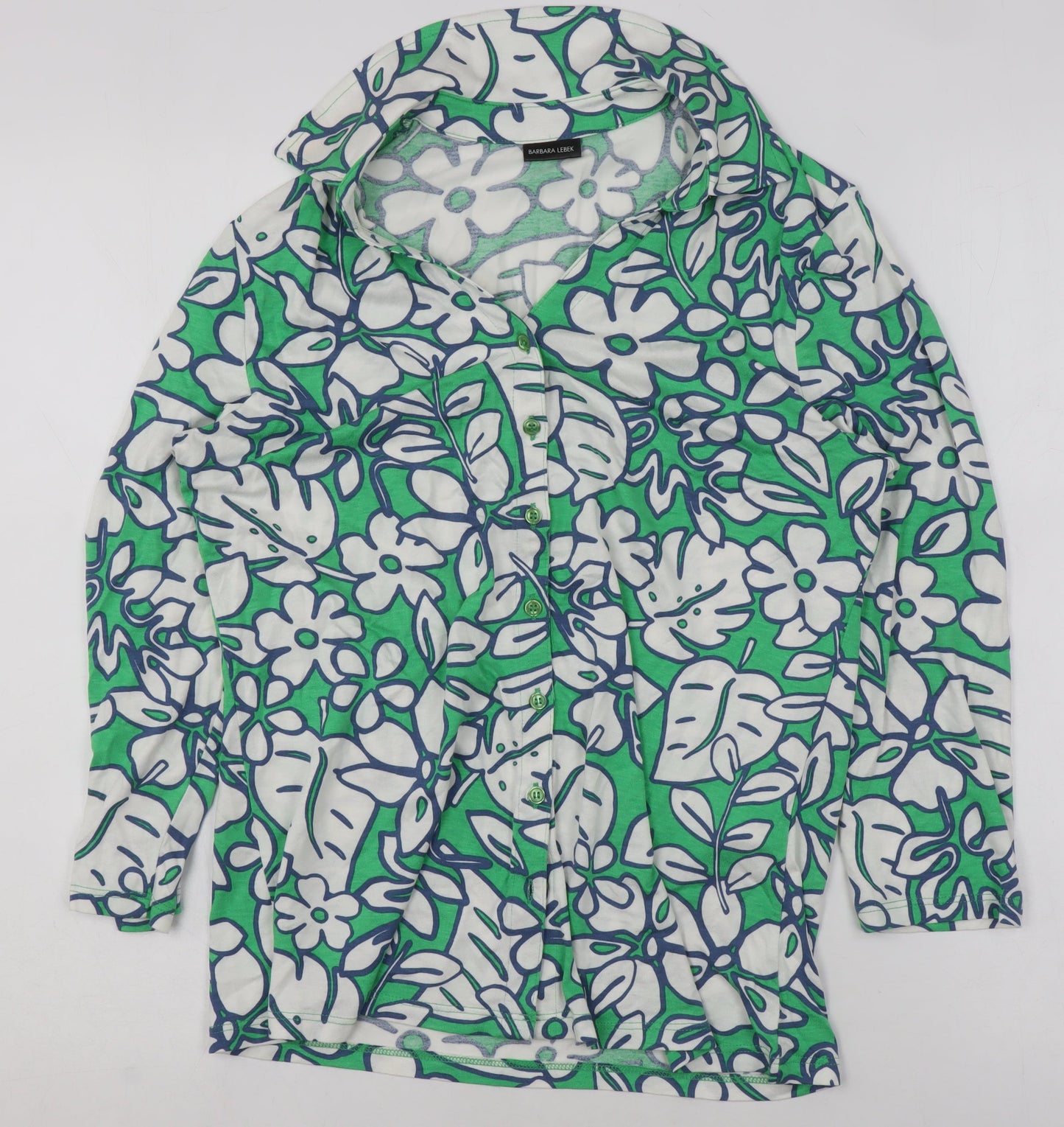 Womens UK Size 10 Barbara Lebek Green Tunic Button-Up