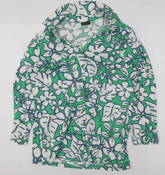 Womens UK Size 10 Barbara Lebek Green Tunic Button-Up