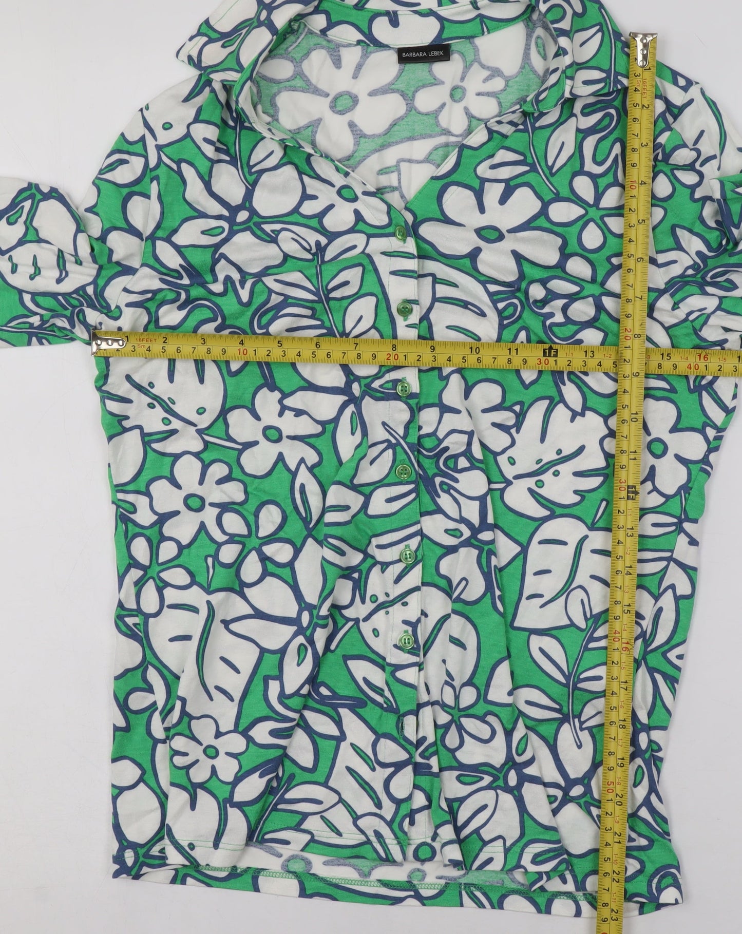 Womens UK Size 10 Barbara Lebek Green Tunic Button-Up