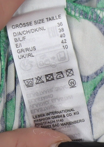 Womens UK Size 10 Barbara Lebek Green Tunic Button-Up