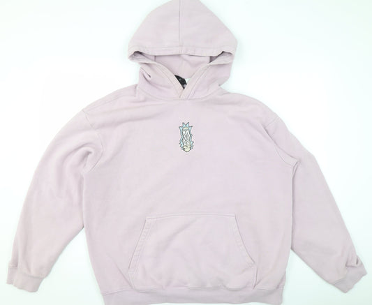 H&M Women Lilac Relaxed Fit Hoodie Cotton Blend Size L