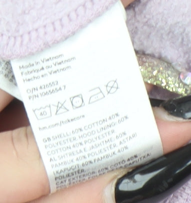 H&M Women Lilac Relaxed Fit Hoodie Cotton Blend Size L