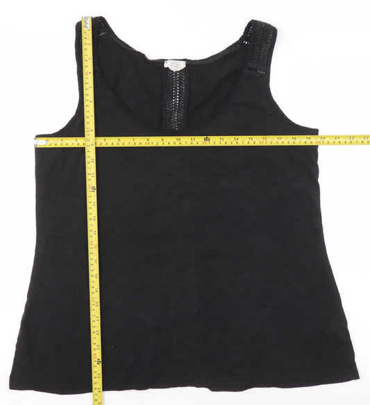 Fat Face Women's Black Cotton Crochet Tank Top Size 16