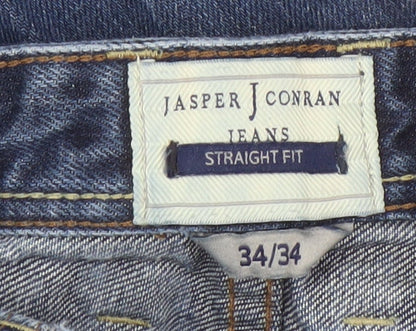 Jasper Conran Mens Blue 34/34 Straight Fit Denim Jeans