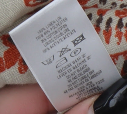 Kaliko Women Beige Geometric A-Line Linen Blend Sleeveless Dress Size 18