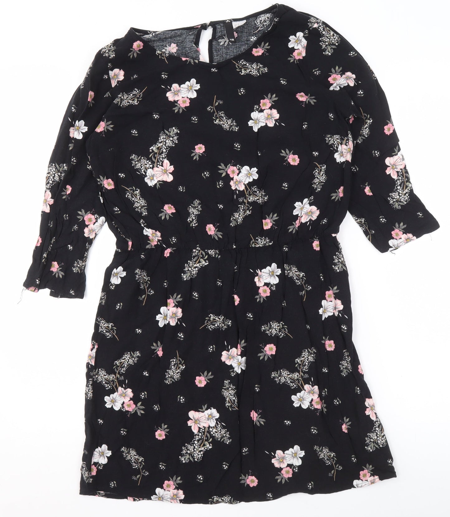 Womens UK Size 12 H&M Black Tunic Blouse
