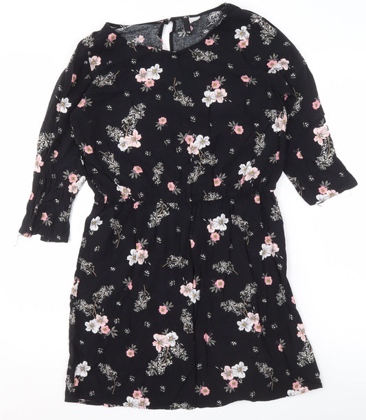 Womens UK Size 12 H&M Black Tunic Blouse