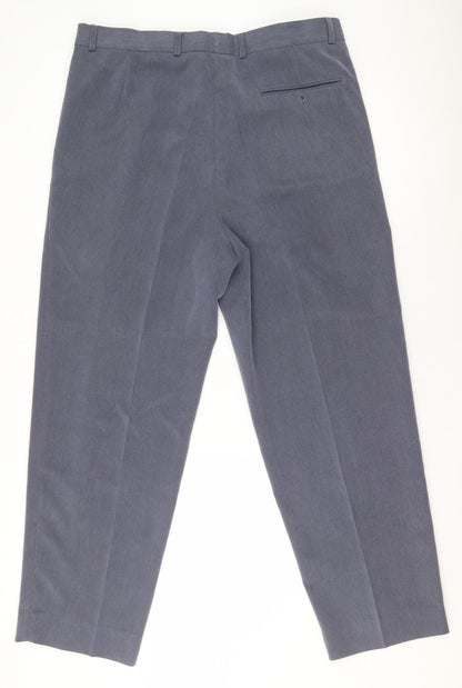 Mens UK Size L Amici Classic Fit Dress Pants Blue Trousers