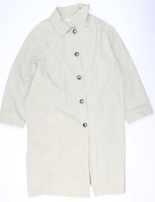 ASOS DESIGN Women Beige Long Cotton Trench Coat UK 16