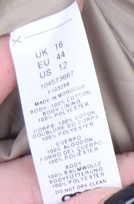 ASOS DESIGN Women Beige Long Cotton Trench Coat UK 16