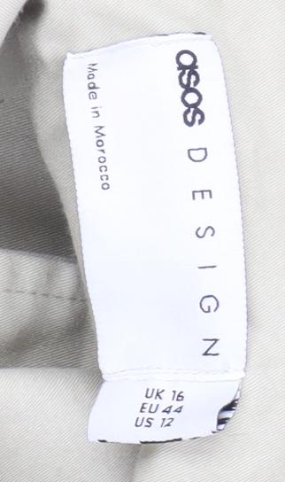 ASOS DESIGN Women Beige Long Cotton Trench Coat UK 16