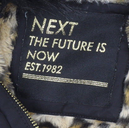 Next Girls Black Faux Fur Trim Hooded Parka Coat 6 Years Winter Jacket