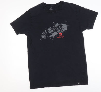 Salomon Men's Black Cotton Graphic Outdoor Sports T-Shirt Size M