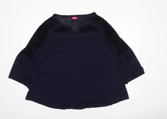 Womens UK Size 3XL Together Blue Tunic Blouse