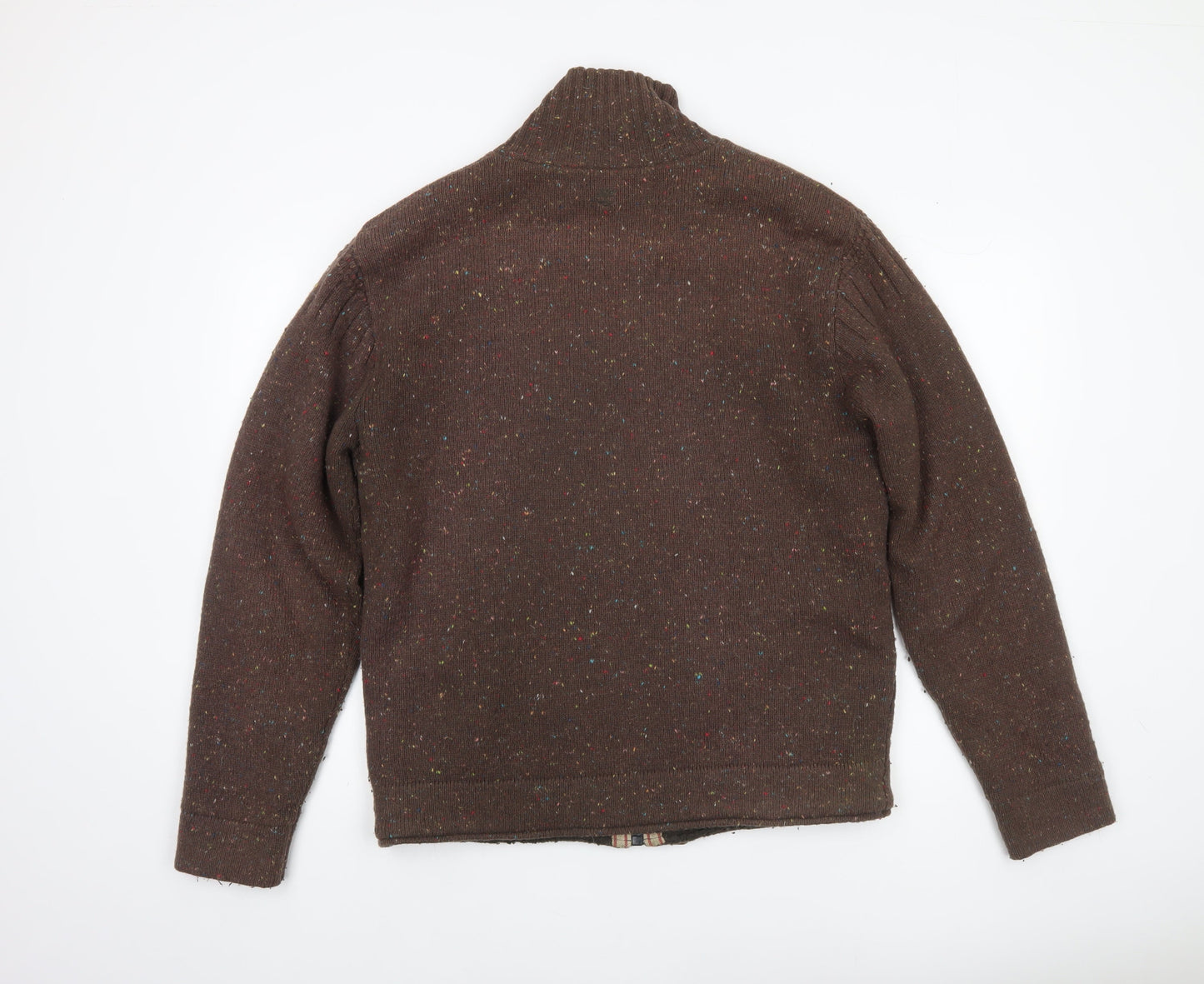 Timberland Men’s Brown Wool Blend Full Zip Knit Jumper L